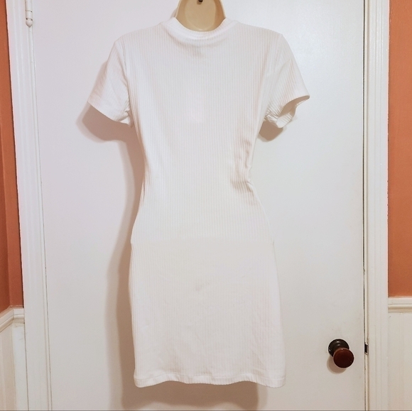 Streetwear Society White Ribbed Knit Cut Out Bodycon Dress Medium - Picture 6 of 11